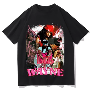 Rodovo Neutrálne Nové Lil Wayne Tlačiť T-Shirts Vynikajúcu Kvalitu Hip Hop, Street ShortSleeves Topy Mužov 100% Bavlna Voľné Kolo Krku  4