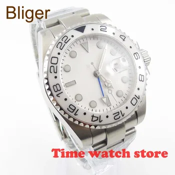 2019 Bliger 40 mm Luxusné Č Lg GMT Mechanické Automatické náramkové hodinky mužov nepremokavé biela dial svetelný sapphire Keramická Fazeta 962  5