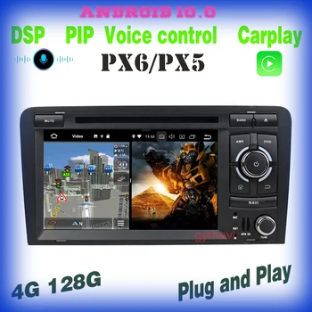 PX6 Android 10.0 Auto DVD, GPS, ovládanie Hlasom pre Audi A3, S3 RS3 2003 2004 2005 2006 2007 2008 2009 2010 2011 2012 carplay 4+128 GB  5