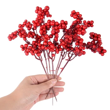 5 ks Vianočné Berry Umelé Červené Zlato Cherry Stamen Mini Falošné Plody, Kvety, Ozdoby Vianočný Strom Decor Pre Domáce Nový Rok 2023  0