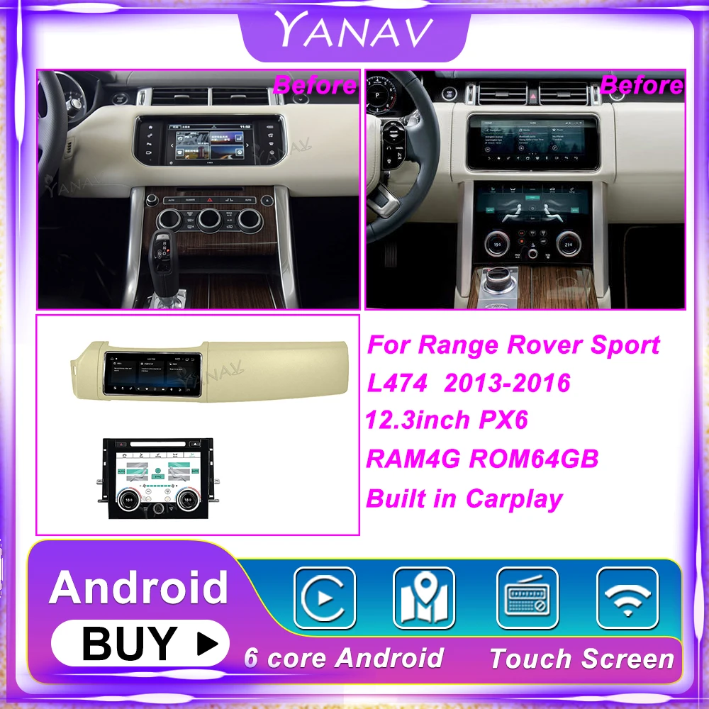 12.3 autorádia Android Vedúci Jednotky AC Rada Penel Pre Range Rover Sport L474 14-20 Stereo GPS Navigácie Climate Control Panel